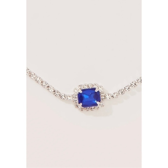 NEW 8 Other Reasons Silver Blue Rhinestone Gem Material Girl Necklace Chocker - Picture 6 of 7
